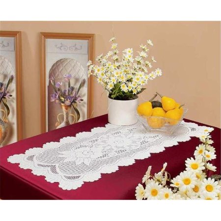 FASTFOOD 16 x 36 in. European Lace Table Runner, White FA2570139